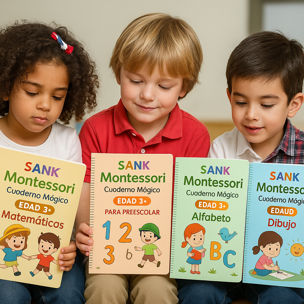 Pack de Caligrafía Reutilizable — 4 Libros Montessori + 10 Recargas Gratis