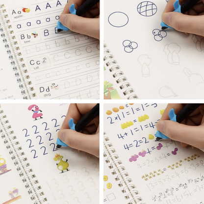 Pack de Caligrafía Reutilizable — 4 Libros Montessori + 10 Recargas Gratis